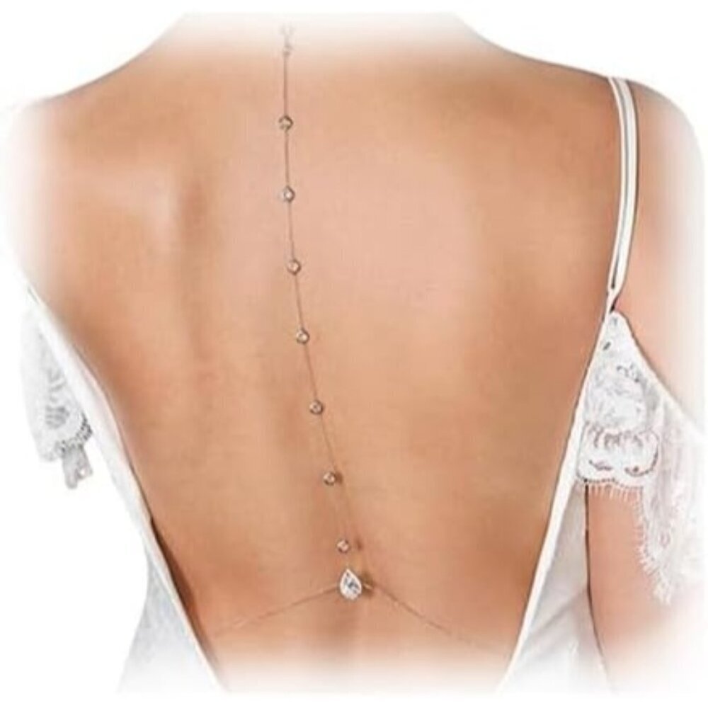 🆕Women Gold Sexy Back Necklace for Backless Chain Crystal Waist Chain Jewelry
